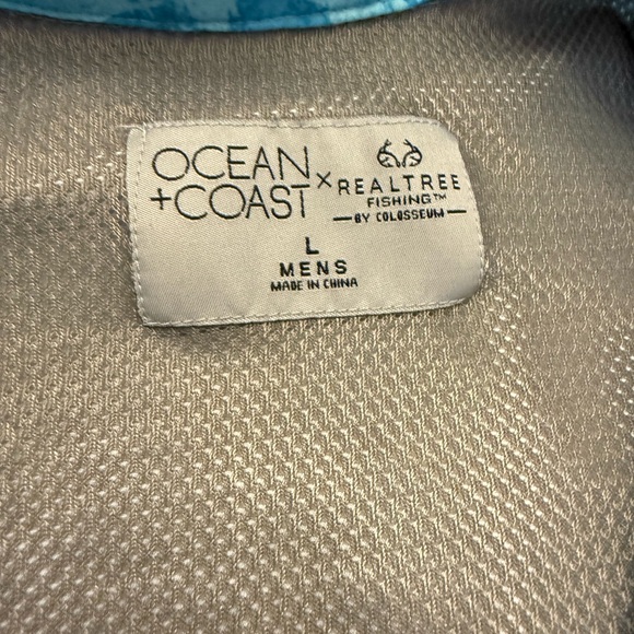 Realtree Fishing Ocean + Coast Blue Camo Performance Fishing Shirt Mens L - Picture 2 of 12